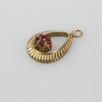 10k Gold Red Stone Pendant 0.7g