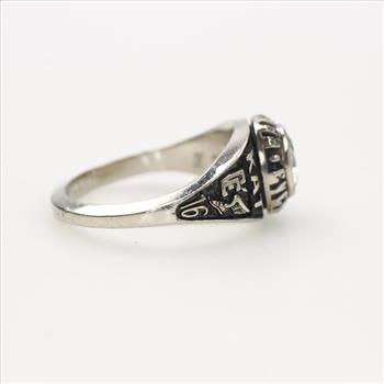 10k White Gold Light Green Stone Class Ring