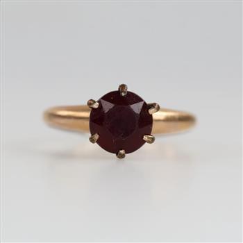 10kt GF Dark Red Stone Ring
