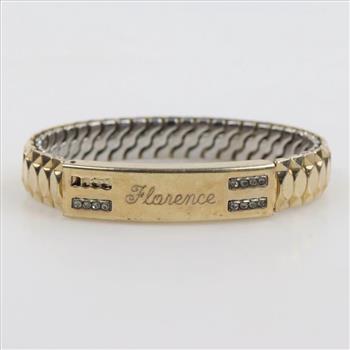 10kt GF Name Plate Clear Stone Bracelet