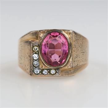 10kt GF Pink And Clear Stone Ring