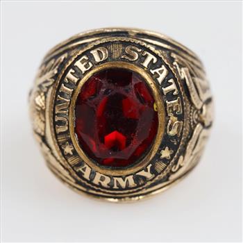 10kt GF Red Stone US Army Ring | Property Room