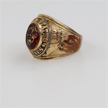 10kt GF Red Stone US Marines Class Ring