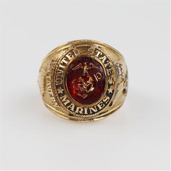 10kt GF Red Stone US Marines Class Ring