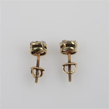 10kt GF Two-tone Clear Stone Stud Earrings