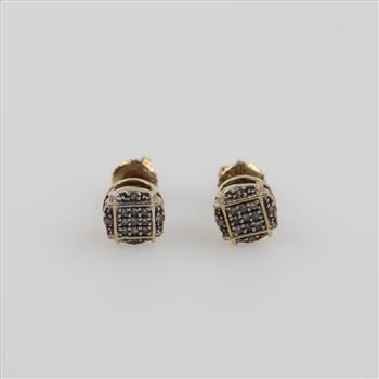 10kt GF Two-tone Clear Stone Stud Earrings