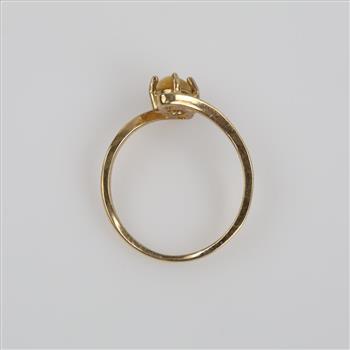10kt Gold 2 Tone Caramel Brown White Stone Ring