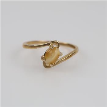 10kt Gold 2 Tone Caramel Brown White Stone Ring