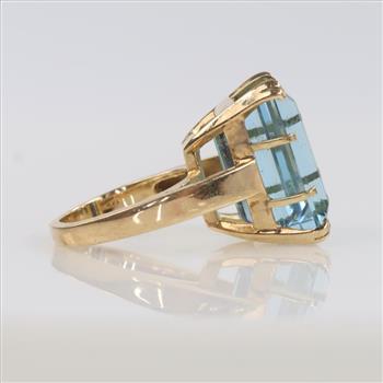 10kt Gold Aquamarine Stone Ring -Evaluated By Our Certified Gemologist-AGS/GIA