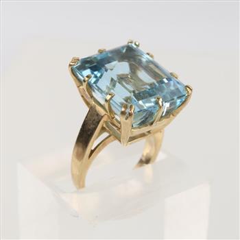 10kt Gold Aquamarine Stone Ring -Evaluated By Our Certified Gemologist-AGS/GIA