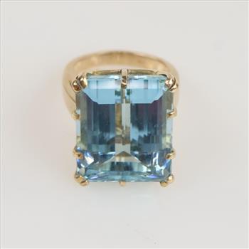 10kt Gold Aquamarine Stone Ring -Evaluated By Our Certified Gemologist-AGS/GIA