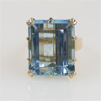 10kt Gold Aquamarine Stone Ring -Evaluated By Our Certified Gemologist-AGS/GIA