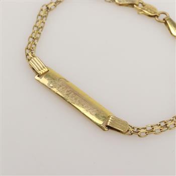 10kt Gold Bismark Chain Name Plate Bracelet