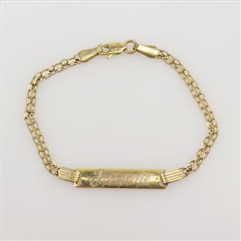 10kt Gold Bismark Chain Name Plate Bracelet