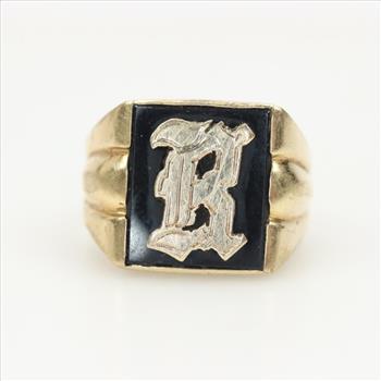 10kt Gold Black Onyx Signet Ring