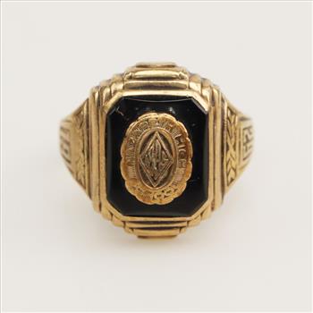10kt Gold Black Stone Class Ring