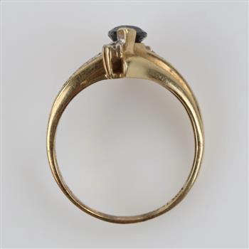 10kt Gold Black Stone Diamond Accent Ring