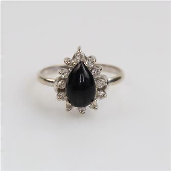 10kt Gold Black Stone Diamond Accent Ring
