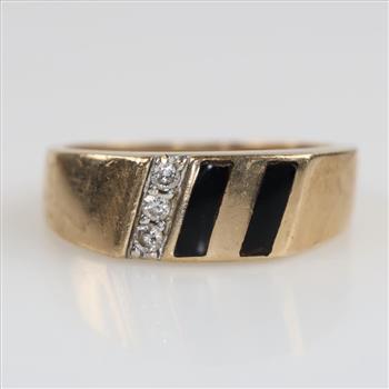 10kt Gold Black Stone Diamond Band