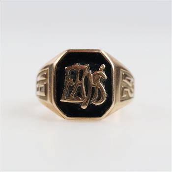 10kt Gold Black Stone Signet Ring