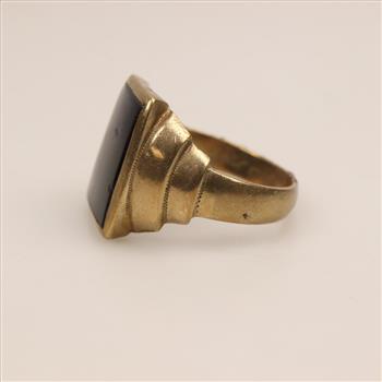 10kt Gold Black Stone Signet Ring