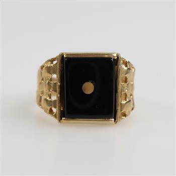 10kt Gold Black Stone Signet Ring