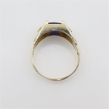 10kt Gold Blue And Clear Stone Ring