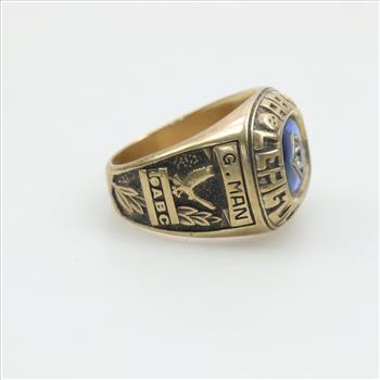 10kt Gold Blue And Clear Stone Ring