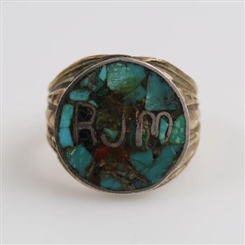 10kt Gold Blue/ Green Stones Ring