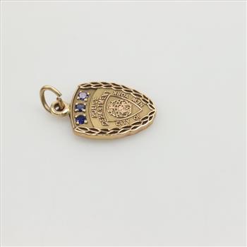 10kt Gold Blue Spinel Police Badge Pendant