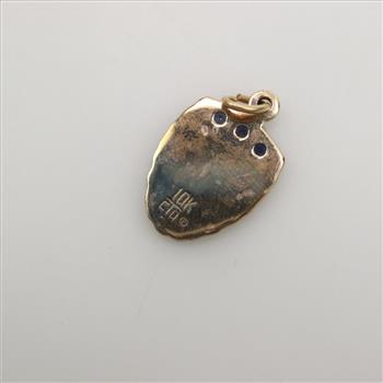 10kt Gold Blue Spinel Police Badge Pendant