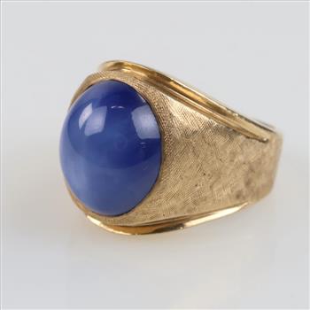 10kt Gold Blue Star Sapphire Signet Ring