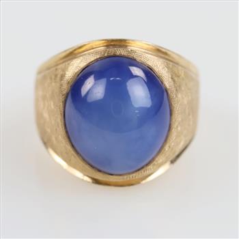 10kt Gold Blue Star Sapphire Signet Ring