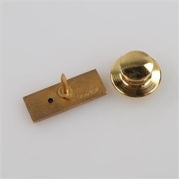 10kt Gold Blue Stone Accent Lapel Pin