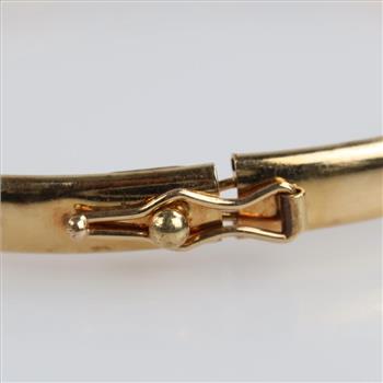 10kt Gold Blue Stone Bangle Semi-Hollow Bracelet