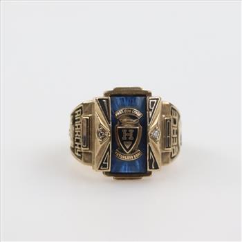 10kt Gold Blue Stone Class Ring