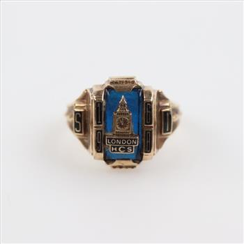 10kt Gold Blue Stone Class Ring
