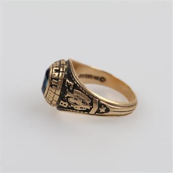 10kt Gold Blue Stone Class Ring
