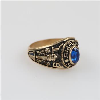 10kt Gold Blue Stone Class Ring