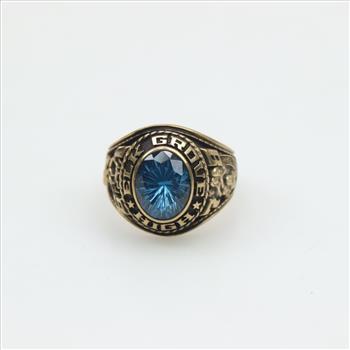 10kt Gold Blue Stone Class Ring