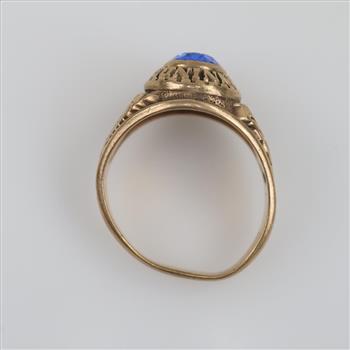 10kt Gold Blue Stone Class Ring
