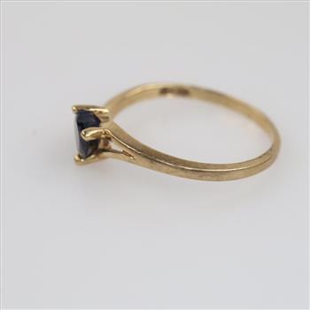 10kt Gold Blue Stone Clear Stone Accent Ring