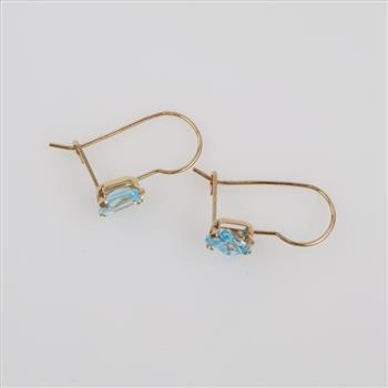 10kt Gold Blue Stone Dangle Earrings