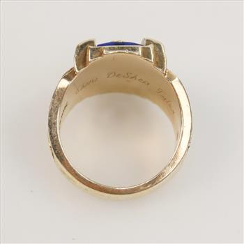 10kt Gold Blue Stone Diamond Accent Class Signet Ring
