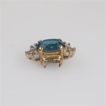 10kt Gold Blue Stone Diamond Accent Piece