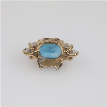 10kt Gold Blue Stone Diamond Accent Piece
