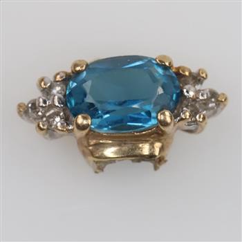 10kt Gold Blue Stone Diamond Accent Piece