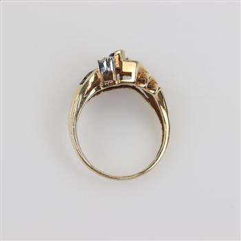 10kt Gold Blue Stone Diamond Accent Ring