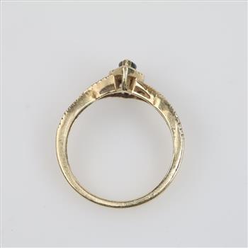 10kt Gold Blue Stone Diamond Accent Ring