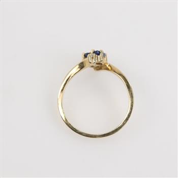 10kt Gold Blue Stone Diamond Accent Ring